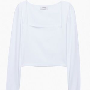 Aritzia Babaton white long sleeve contour crop top